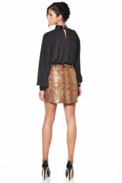 Patrice Catanzaro Ann Vegan Leather Snakeskin Skirt