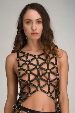 VoyeurX Submissive Leather Harness Bras