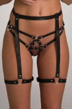 VoyeurX Subjection Leather Garter Belt
