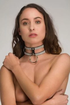 VoyeurX Toys & Accessories Double Diamond Leather Collar