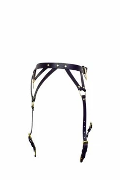 Love Lorn Lingerie Garter Belts Diamanté Black Leather Garter Belt