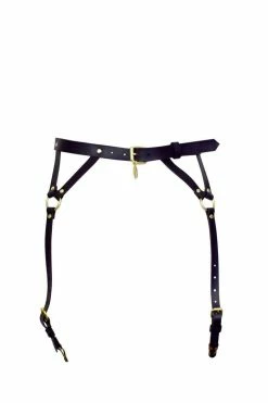 Love Lorn Lingerie Garter Belts Diamanté Black Leather Garter Belt