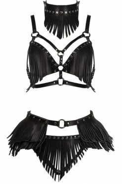 VoyeurX Lingerie Sets Fringe Boho Kink Leather Set