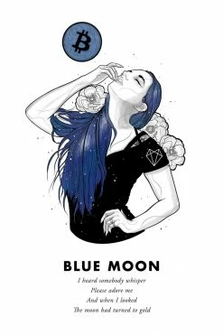 Wolfmumma Bitcoin Art In Frame • Lexy X Blue Moon Cypherpunk