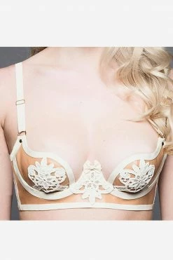 Elissa Poppy Bras Maia White Latex Quarter Cup Bra
