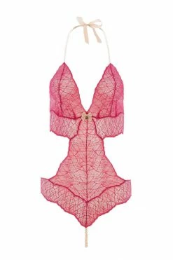Bracli Sydney Single Pearls Red Lace Bodysuit Bodysuits & Tops