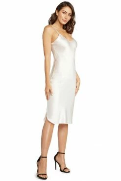 Avery Rose Lingerie Madison Silk Slip Dress – Clear Crystal Beaded Straps Pure Silk