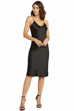 Avery Rose Lingerie Madison Silk Slip Dress – Gold Swarovski Straps