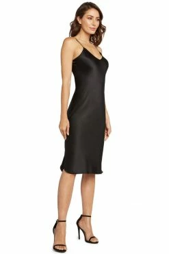 Avery Rose Lingerie Madison Silk Slip Dress – Gold Swarovski Straps