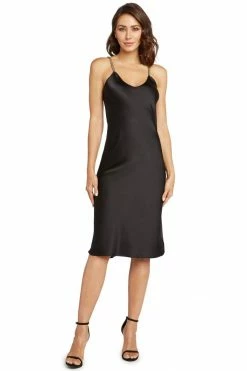 Avery Rose Lingerie Madison Silk Slip Dress – Gold Swarovski Straps