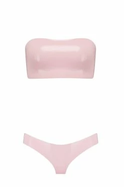 Elissa Poppy Bandeau Cheeky Baby Pink Latex Lingerie Set Lingerie Sets