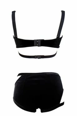 K+1% Black Velour Lingerie Set