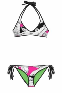 Darkest Fox Fuschia Jungle Reversible Bikini β’ Black Trim