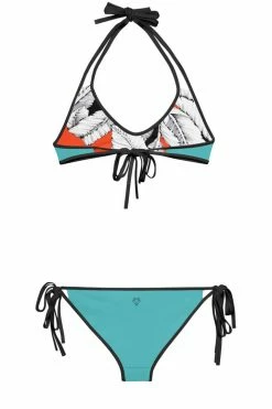 Darkest Fox Tangerine Jungle Sapphire Sky Reversible Bikini Swimwear
