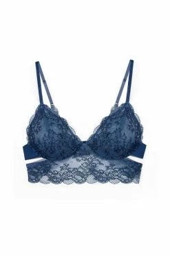Monique Morin Bras Blue Wild Lace Longline Bra