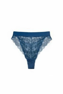 Monique Morin Blue Wild Lace Hi Leg Panty