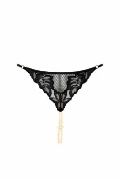 Bracli London Leavers Lace Pearl Thong G-String