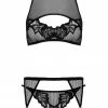 Bracli London Leavers Lace Garter Belt Set Lingerie Sets