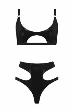 Elissa Poppy Lingerie Sets Cut Out Latex Lingerie Set