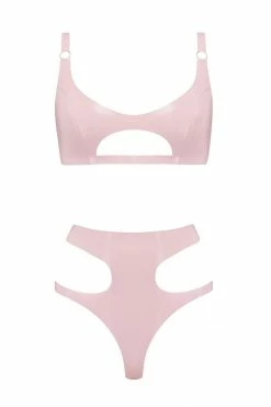 Elissa Poppy Lingerie Sets Cut Out Latex Lingerie Set