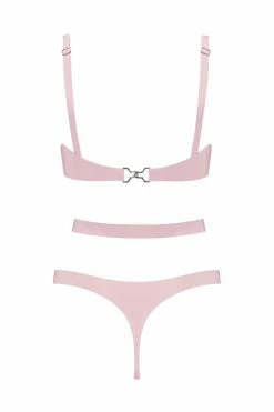 Elissa Poppy Baby Pink Cut Out Latex Lingerie Set Lingerie Sets