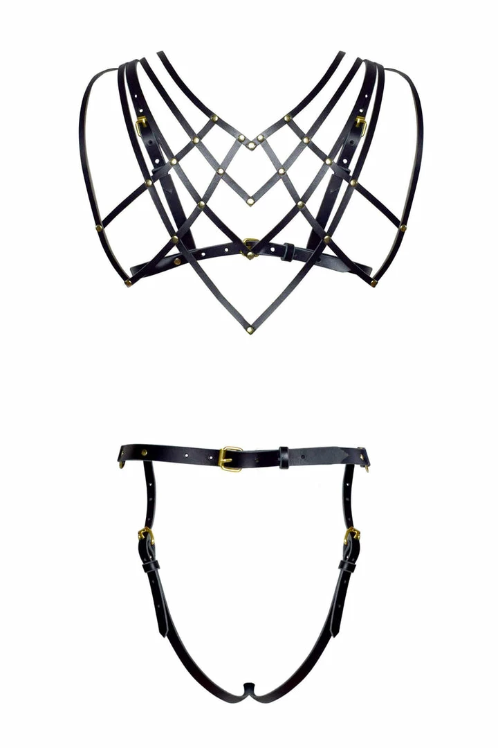 Promo ✔️ Love Lorn Lingerie Celine Art Deco Open Cup Leather Set ⌛ 6 Love Lorn Lingerie Celine Art Deco Open Cup Leather Set