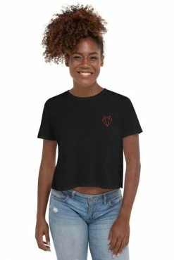 Darkest Fox Embroidered Logo Crop Tee Bodysuits & Tops