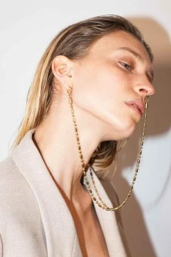 Domestique Long Bold Chain Double Earring 18K - 24K Gold