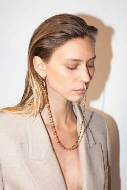 Domestique Long Bold Chain Double Earring 18K - 24K Gold