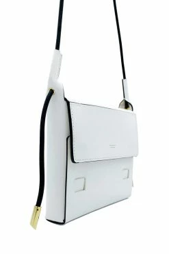 Domestique Medium Flap White Leather Pouch 18K - 24K Gold