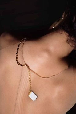 Domestique 18K - 24K Gold Long Bold Chain Stamp Earring