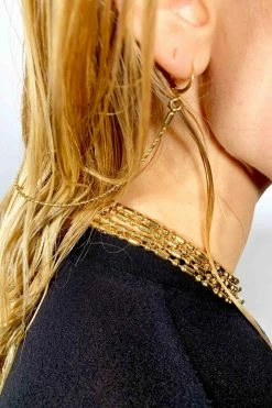 Domestique Long Thin Chain Double Earring 18K - 24K Gold