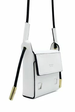 Domestique Mini Flap White Leather Pouch 18K - 24K Gold