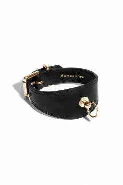 Domestique Black Leather Linotte Cuff Bracelets