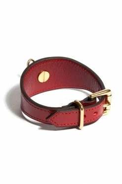 Domestique Red Fox Red Leather Linotte Cuff Bracelets
