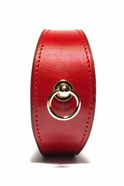 Domestique Red Fox Red Leather Linotte Cuff Bracelets