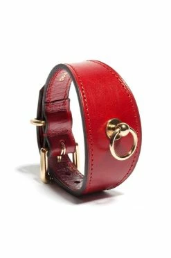 Domestique Red Fox Red Leather Linotte Cuff Bracelets