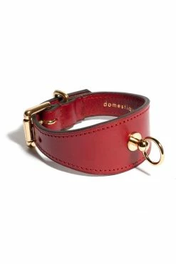 Domestique Red Fox Red Leather Linotte Cuff Bracelets