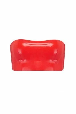 Elissa Poppy Scarlet Red Latex Bandeau Crop Top Bras