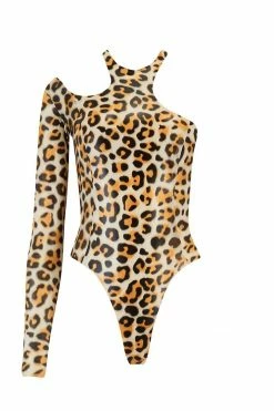 Elissa Poppy Kappa Keyhole Leopard Latex Bodysuit Bodysuits & Tops