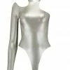 Elissa Poppy Kappa Keyhole Silver Latex Bodysuit Bodysuits & Tops