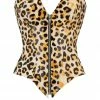 Elissa Poppy Lingerie Sets Zeta Zip Leopard Latex Corset
