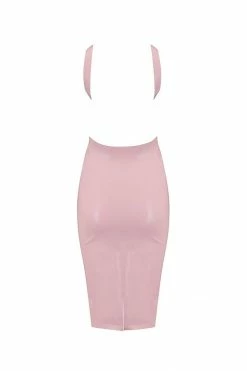 Elissa Poppy Baby Pink Latex Midi Dress