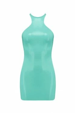 Elissa Poppy Jade Green Latex Mini Dress