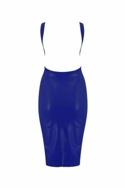 Elissa Poppy Royalblue Navy Latex Midi Dress
