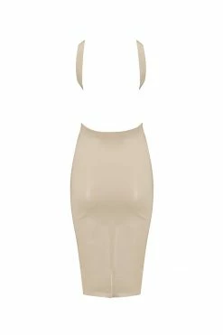 Elissa Poppy White Ivory Latex Midi Dress