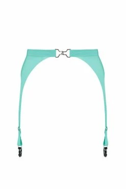 Elissa Poppy Jade Green Latex Garter Belt Garter Belts