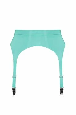 Elissa Poppy Jade Green Latex Garter Belt Garter Belts