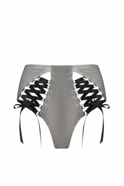 Elissa Poppy Lambda Silver Latex Laced Knicker Panties