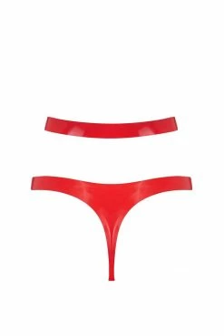 Elissa Poppy Latex Cut Out Thong Panties